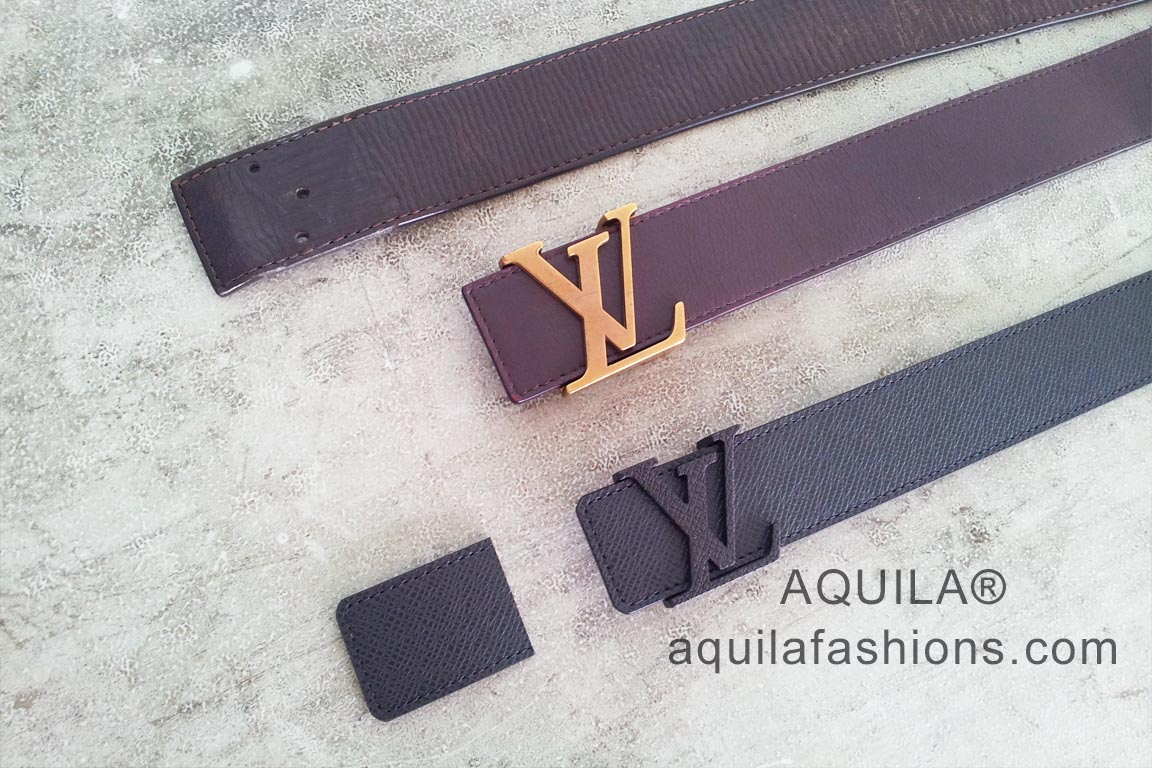 TEXTURED Calfskin Belt Strap for LOUIS VUITTON Signature Detachable Buckles