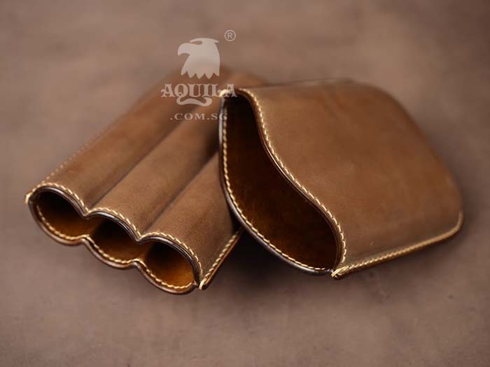 Aquila Khaki Crazy Horse Leather Cigar Case